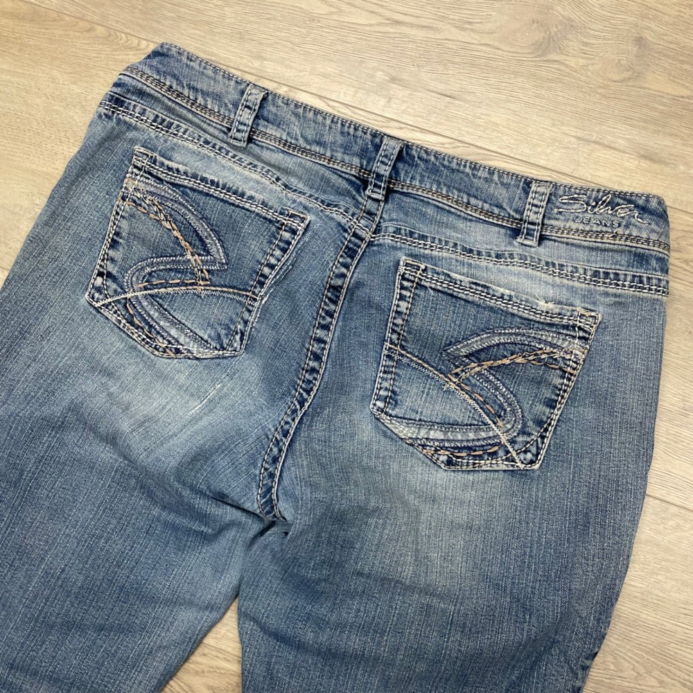 Silver Jeans Suki Bootcut Women Size 20 Blue Mid Rise Embroidered Pockets FAIR